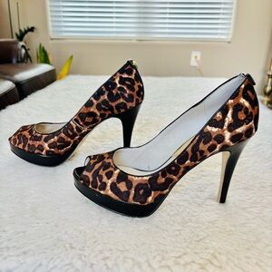 Michael Kors Dye Composed Cow Hair Calf Leather Platform High Heels Shoes Sz 8 M